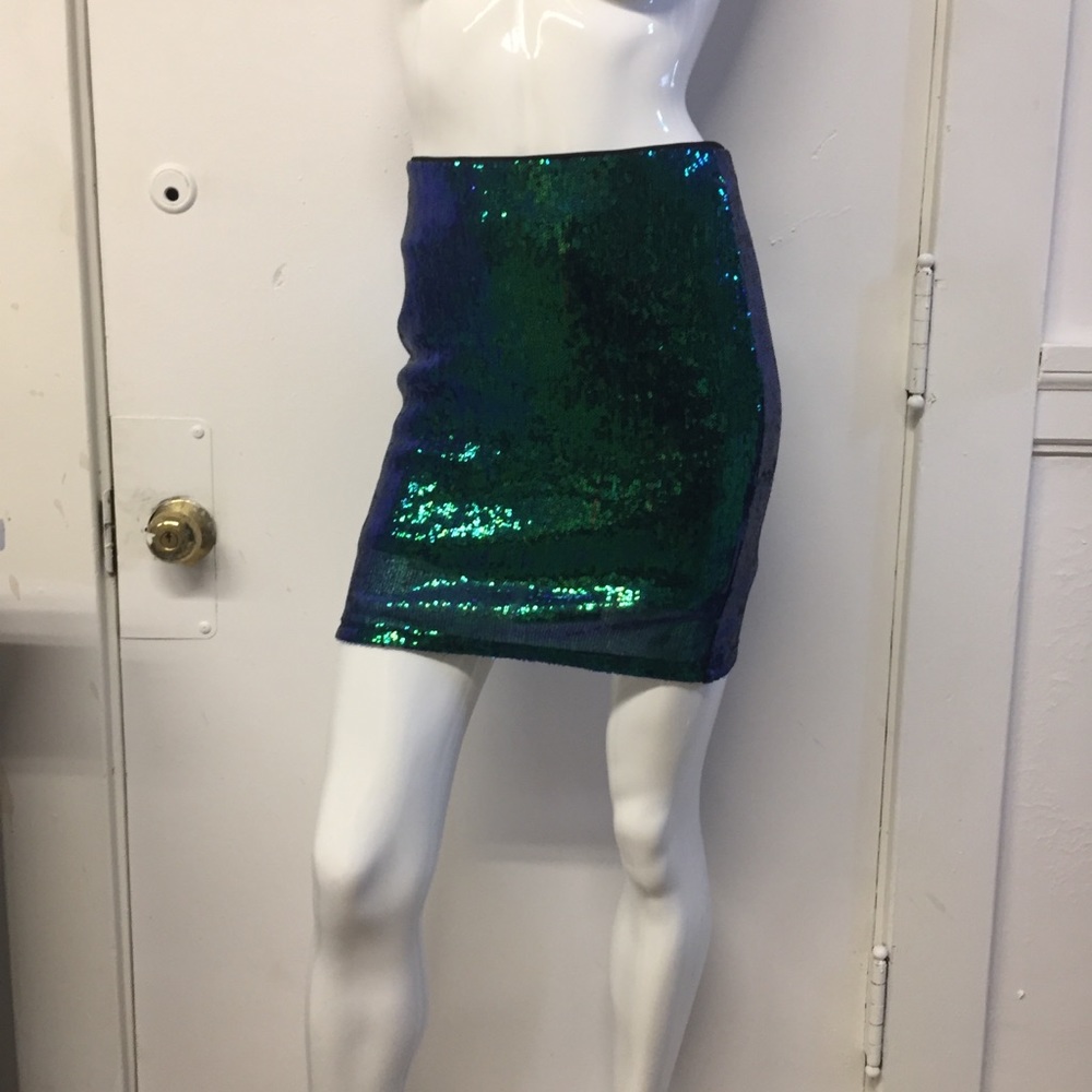 H&M Divided Shimmer Blue Green Skirt Size S